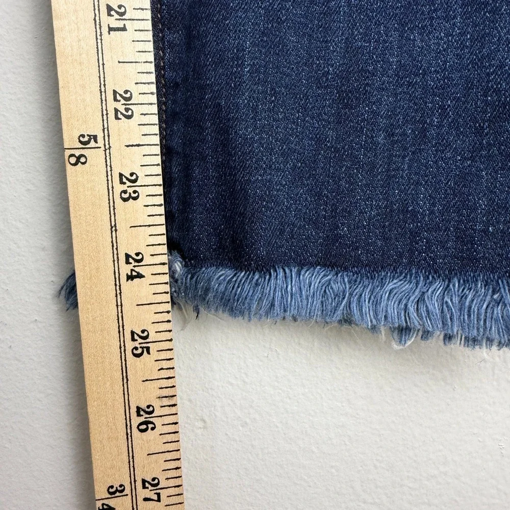 Loft Outlet Skinny Crop Jeans Women 16 (38x24.5) Blue Denim Frayed Hem Dark Wash